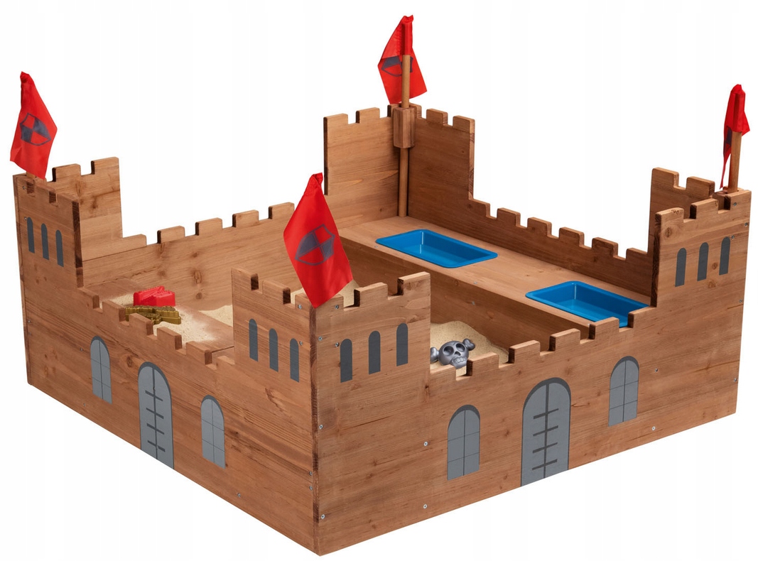 Drevené pieskovisko s úložným priestorom Rytiersky hrad Playtive 113x113x70cm
